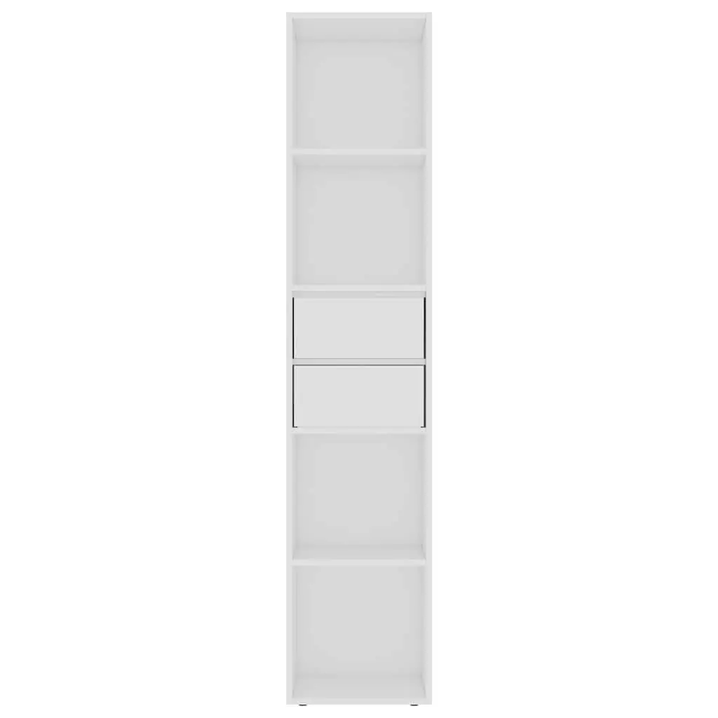 Wall-Mounted Book Cabinet White Storage Shelves Modern Engineered Wood Organizer