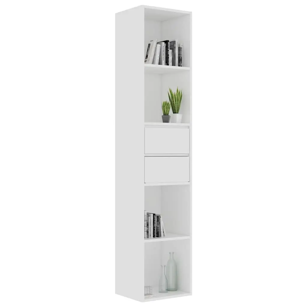 Wall-Mounted Book Cabinet White Storage Shelves Modern Engineered Wood Organizer