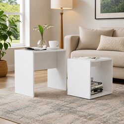 White Nesting Coffee Table Set for Cozy Living Spaces