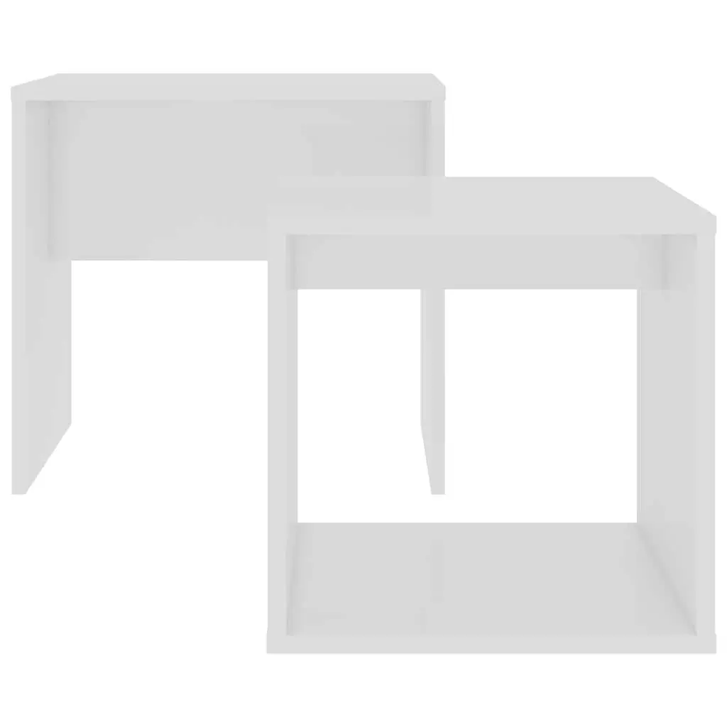 Coffee Table Set 2-Piece Nesting Design White Living Room Accent Furniture
