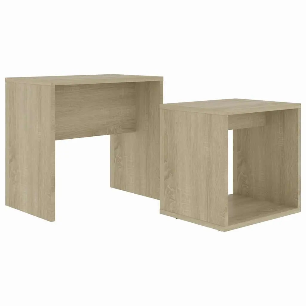 Coffee Table Set 2-Piece Nesting Tables Living Room Accent Furniture Brown Wood