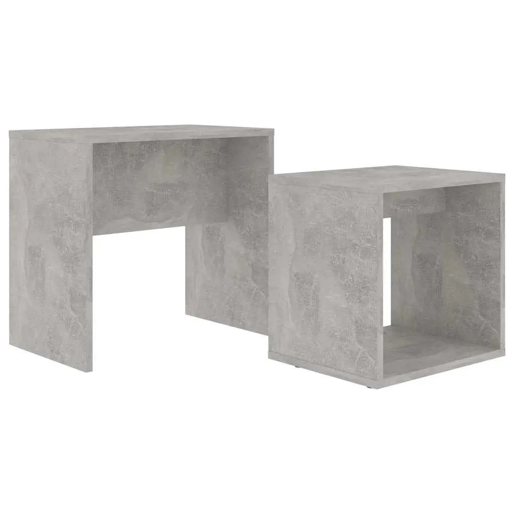 Coffee Table Set Grey Contemporary 2-Piece Engineered Wood