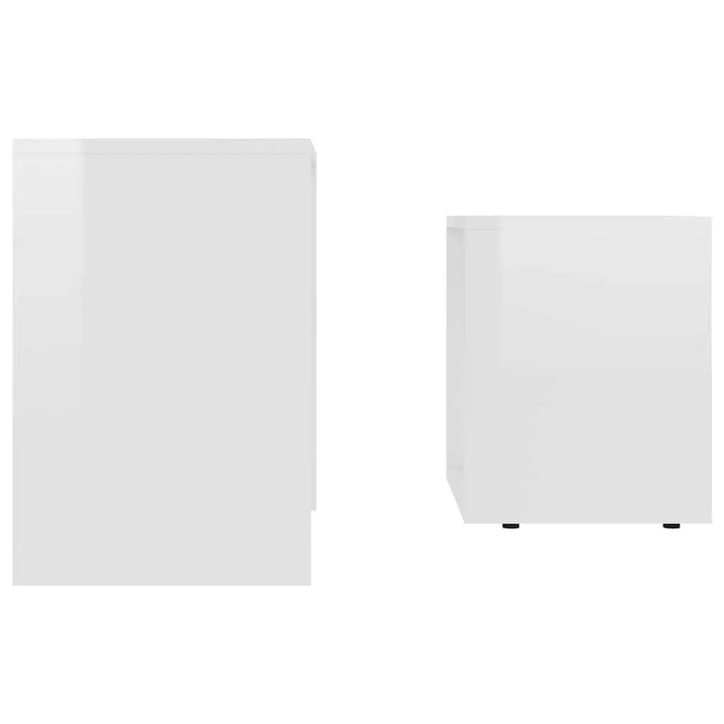 Coffee Table Set White 2-Piece Nesting Design Space-Saving Living Room Accent
