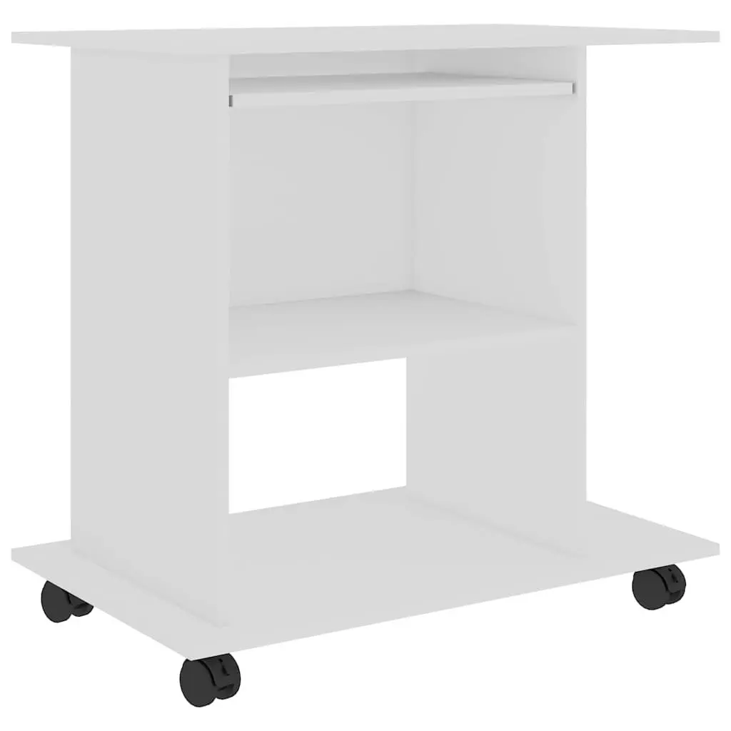 White Computer Desk with Storage Shelves 80x50x75cm