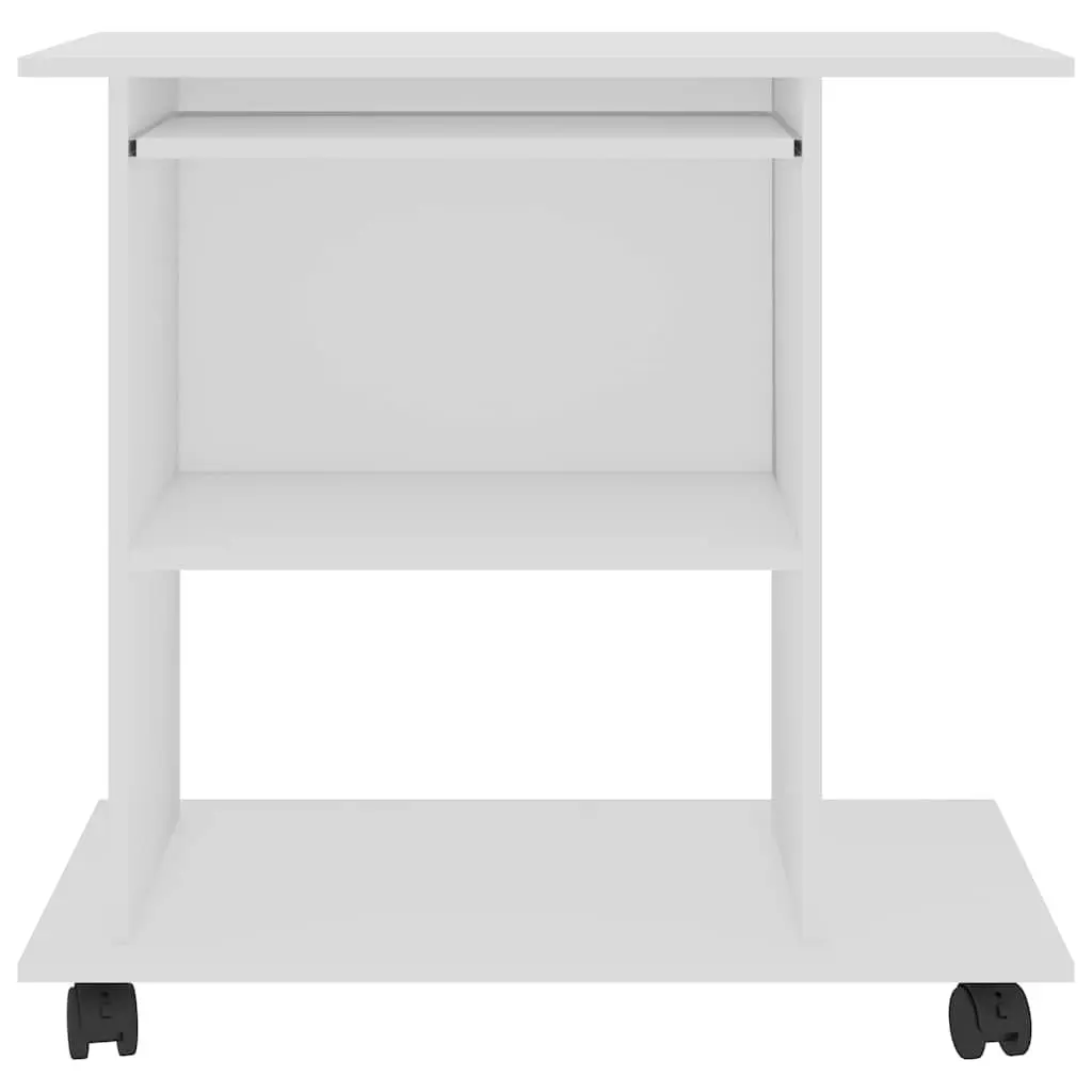 White Computer Desk with Storage Shelves 80x50x75cm