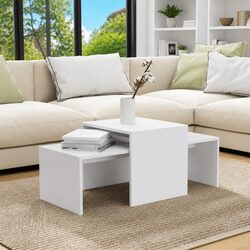 Elegant White Nesting Coffee Table Set for Living Rooms