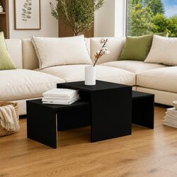 Nesting Coffee Table Set in Black for Living Spaces