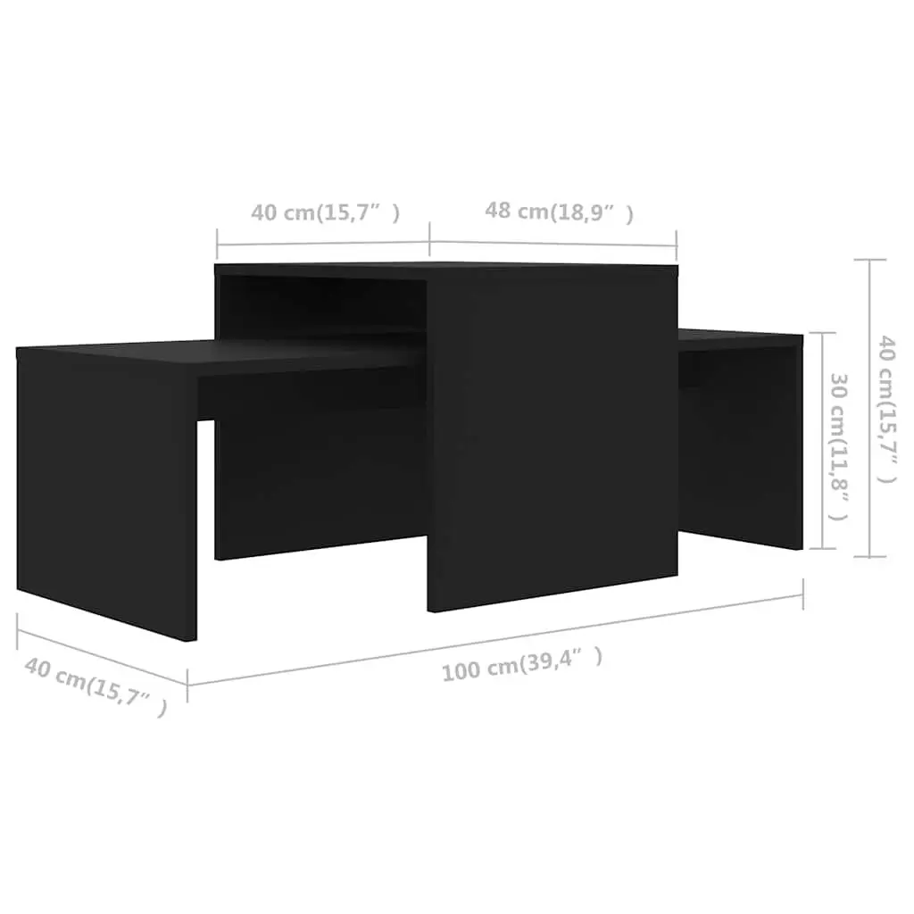 Nesting Coffee Table Set in Black for Living Spaces