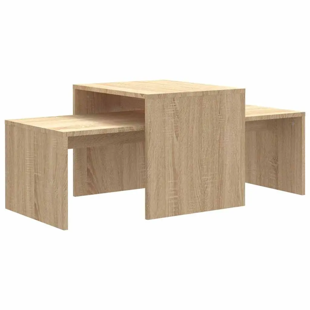 Nesting Coffee Table Set Brown Engineered Wood Accent Side Tables