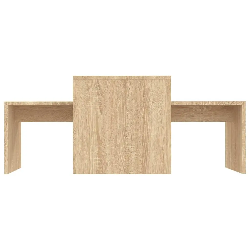 Nesting Coffee Table Set Brown Engineered Wood Accent Side Tables