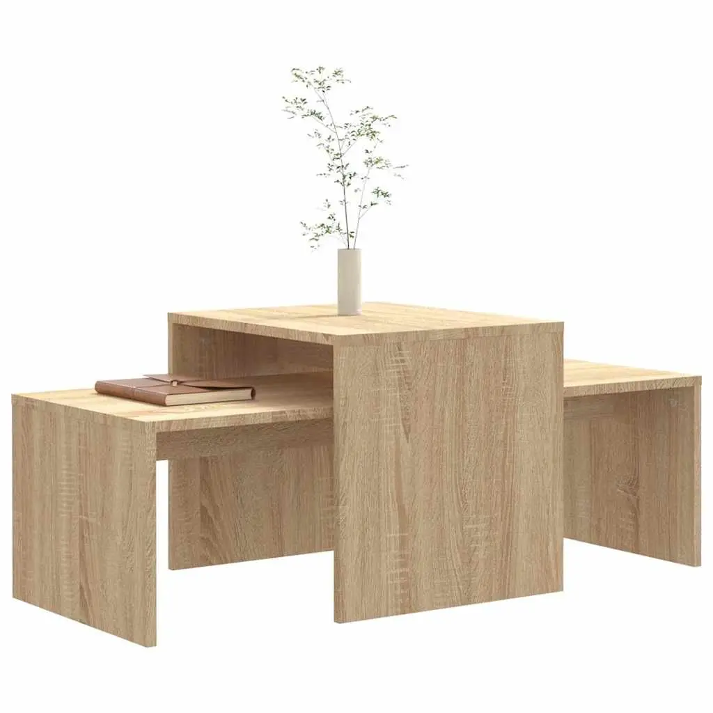 Nesting Coffee Table Set Brown Engineered Wood Accent Side Tables