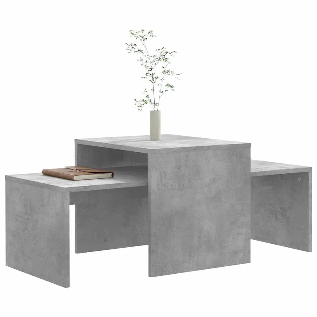 Nesting Tables Set Grey Engineered Wood Coffee Table Living Room Accent