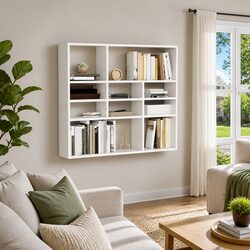 White Wall Shelf with Open Compartments 90x16x78 cm