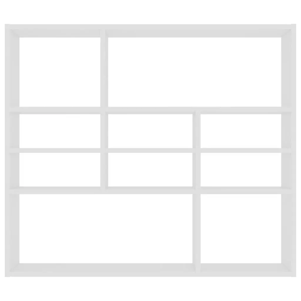 White Wall Shelf with Open Compartments 90x16x78 cm