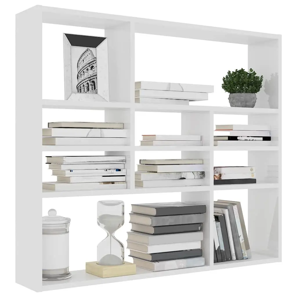 White Wall Shelf with Open Compartments 90x16x78 cm