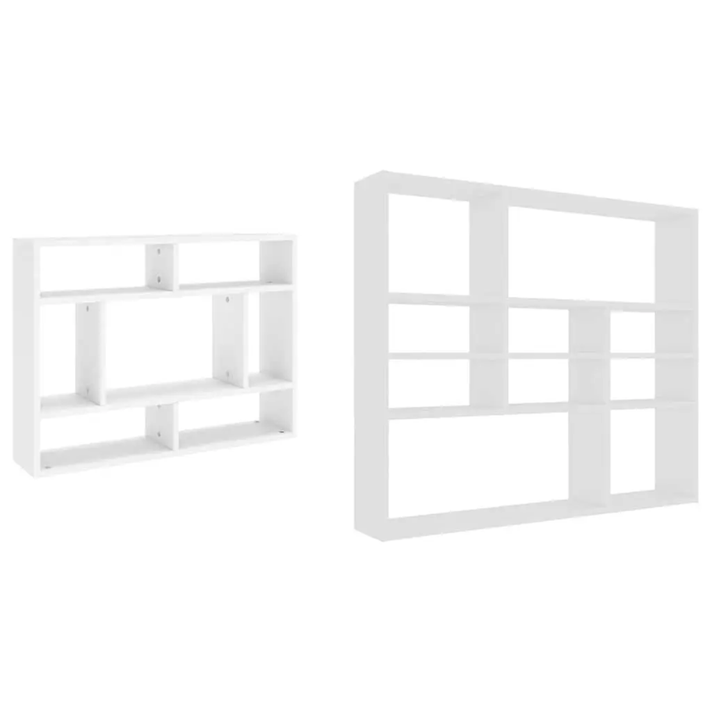White Wall Shelf with Open Compartments 90x16x78 cm