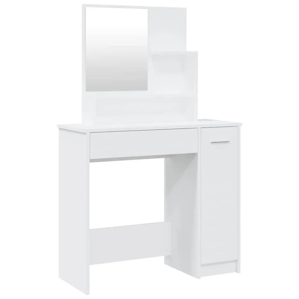 White Dressing Table with Mirror and Storage