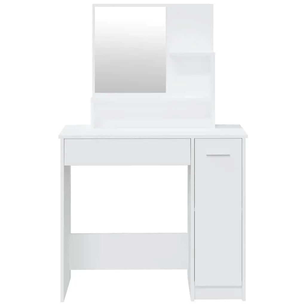 White Dressing Table with Mirror and Storage