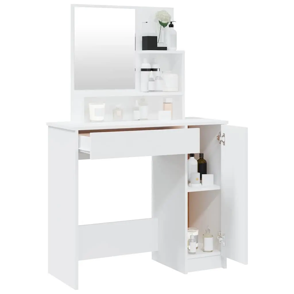 White Dressing Table with Mirror and Storage