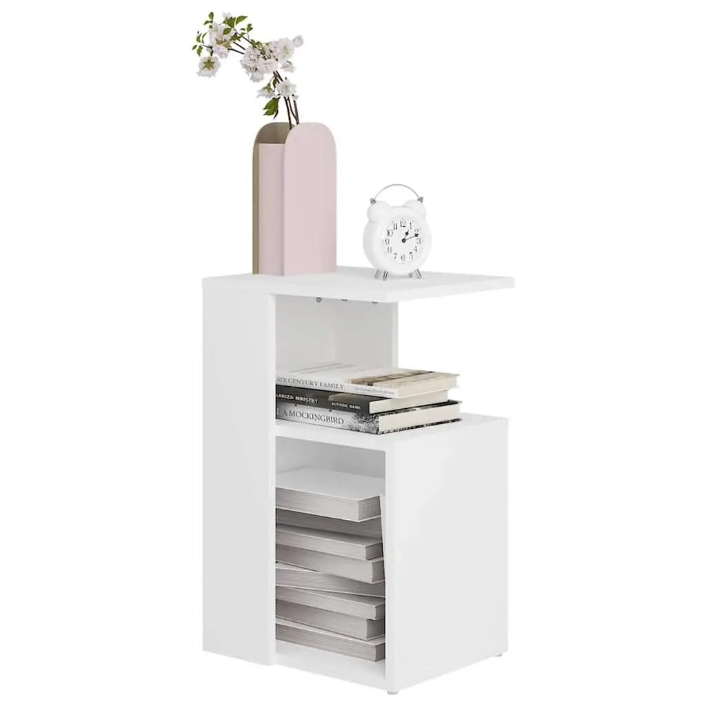 End Table White Modern Storage 36W x 30D x 56H cm Engineered Wood