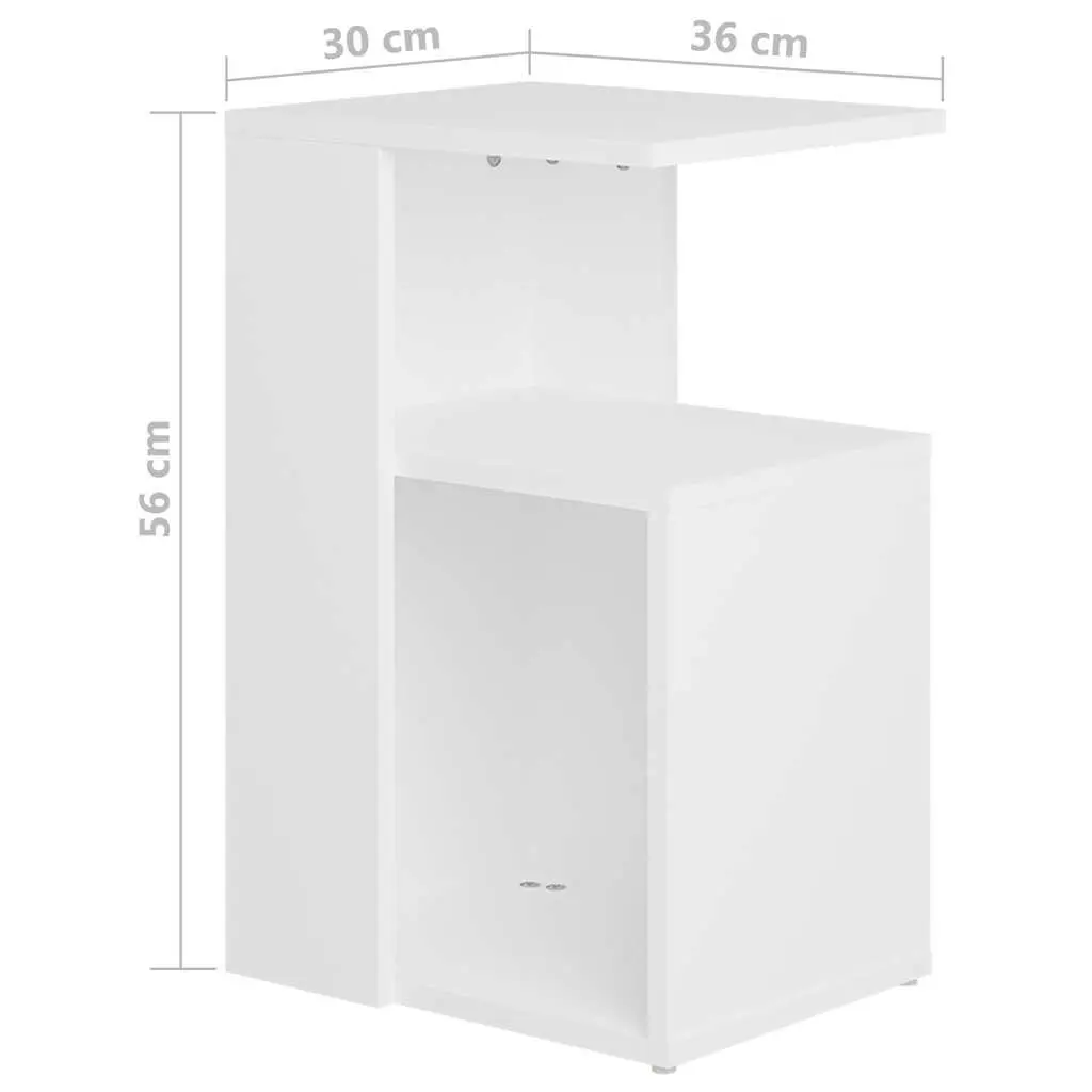 End Table White Modern Storage 36W x 30D x 56H cm Engineered Wood
