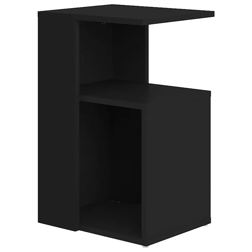 End Table Black Modern Storage Side Table Engineered Wood 36 x 30 x 56 cm