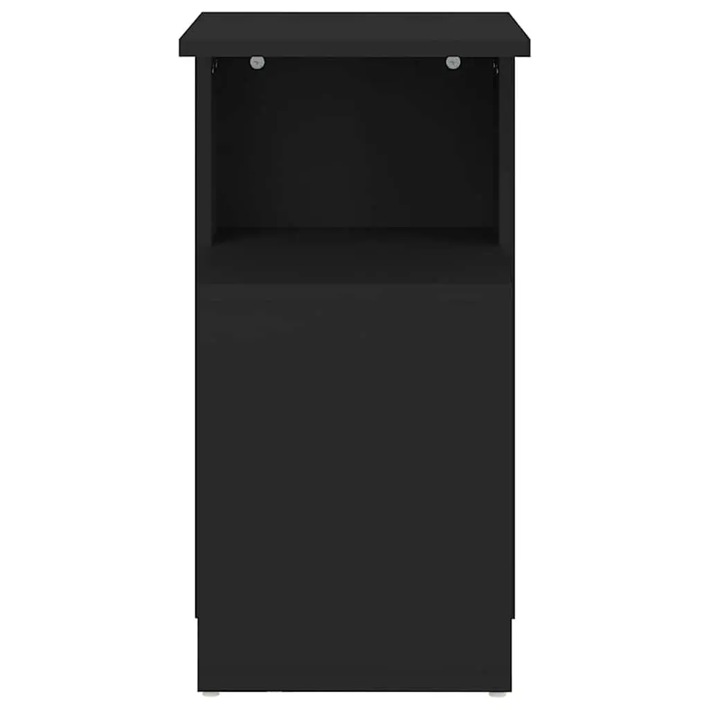 End Table Black Modern Storage Side Table Engineered Wood 36 x 30 x 56 cm
