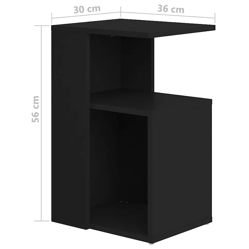 End Table Black Modern Storage Side Table Engineered Wood 36 x 30 x 56 cm