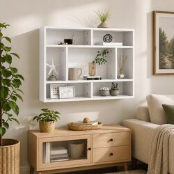 White Wall Shelf 75x16x55 cm Storage Display Unit