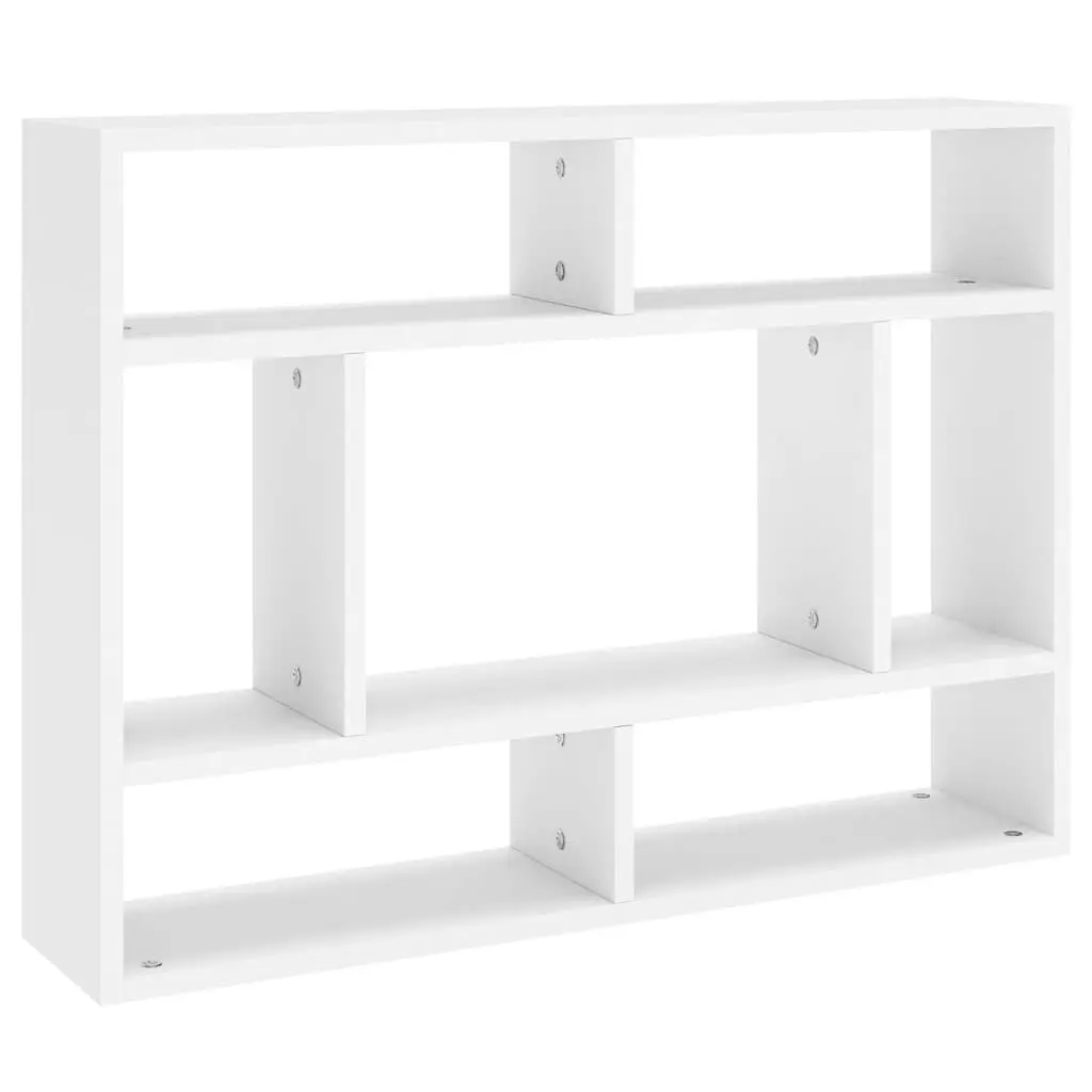 Wall Shelf White 75x16x55 cm Engineered Wood Open Compartments Storage Display Shelving Unit
