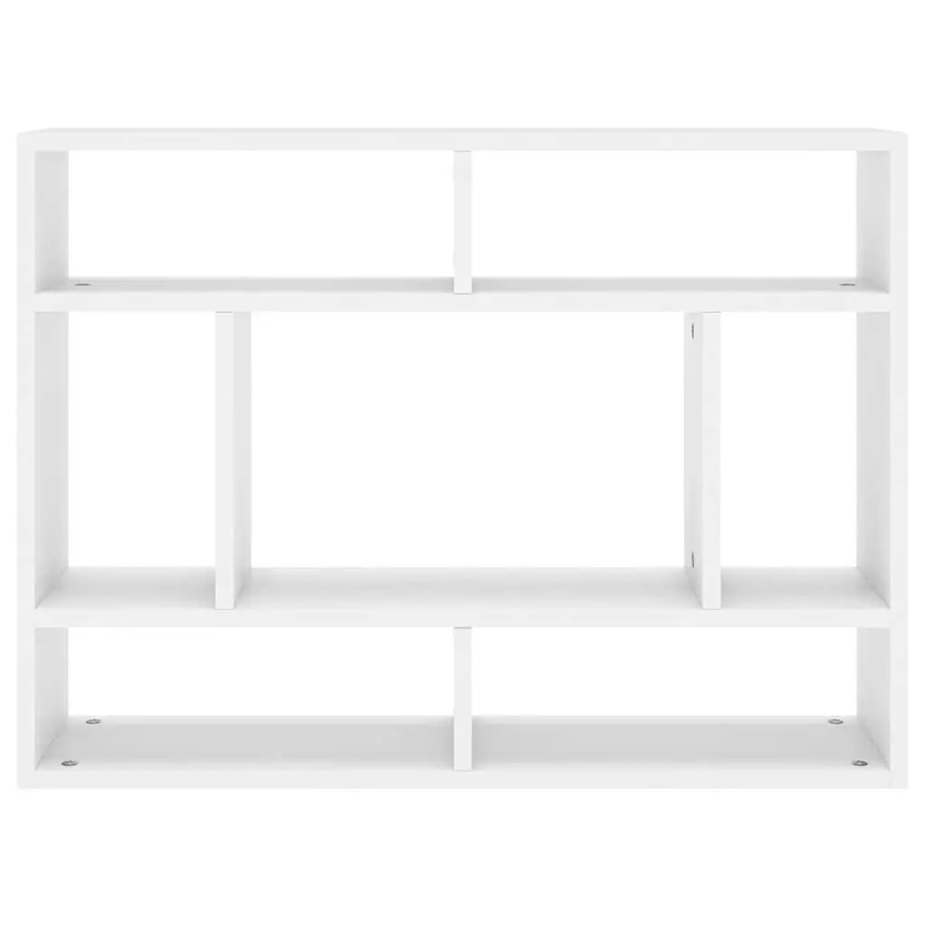 Wall Shelf White 75x16x55 cm Engineered Wood Open Compartments Storage Display Shelving Unit