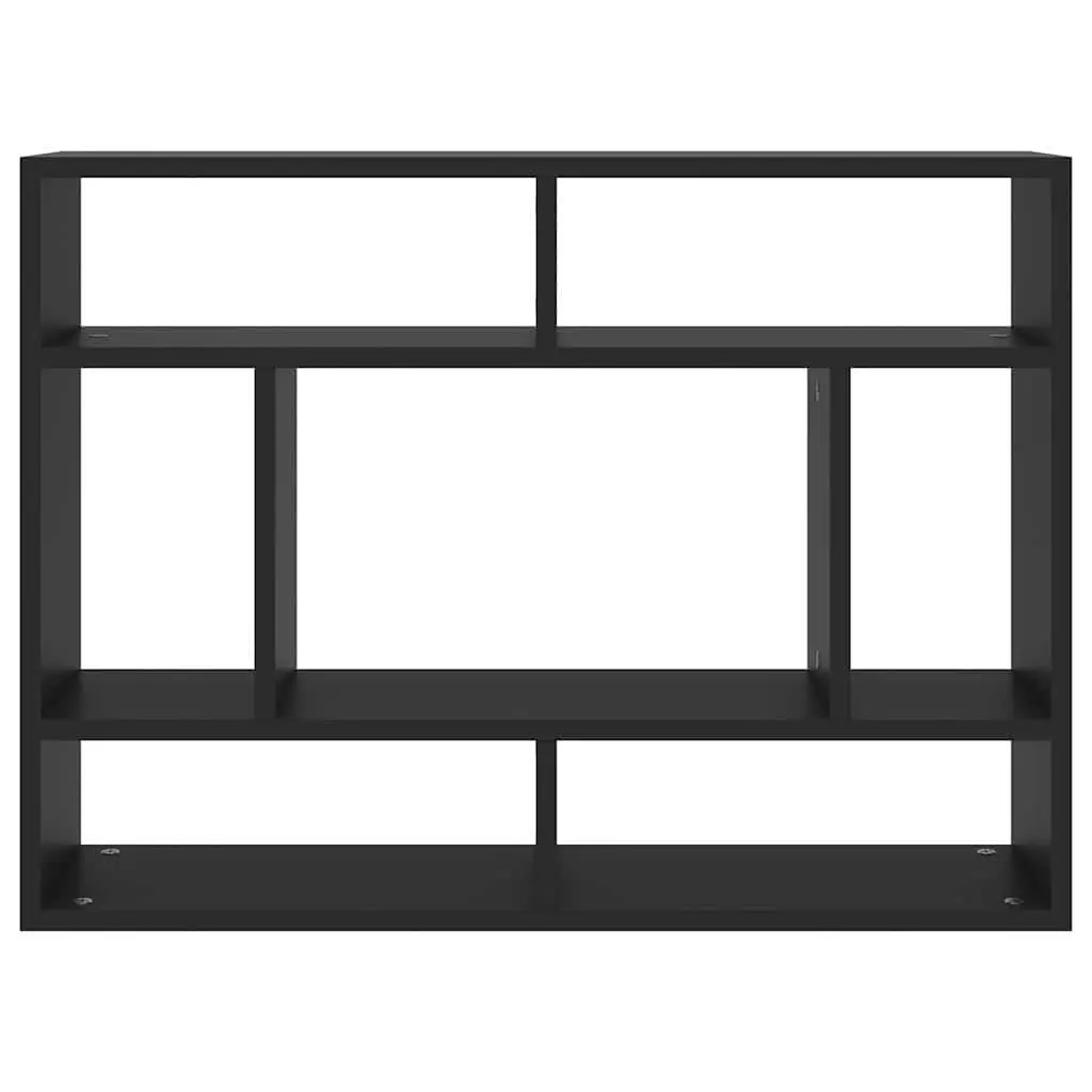 Wall Shelf Black Open Compartments 75x16x55cm Engineered Wood