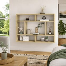 Sonoma Oak Open Compartment Wall Shelf for Storage