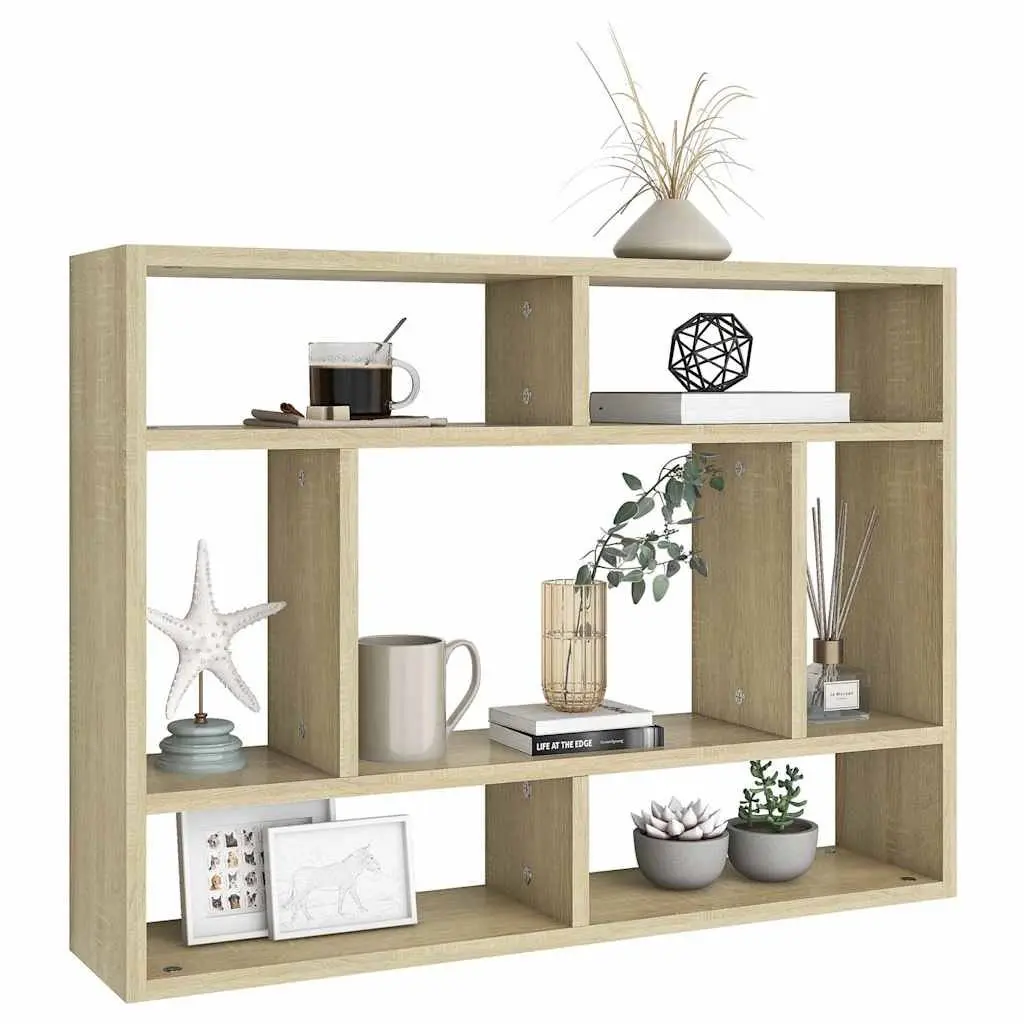 Wall Shelf Open Compartment Sonoma Oak 75x16x55cm Engineered Wood