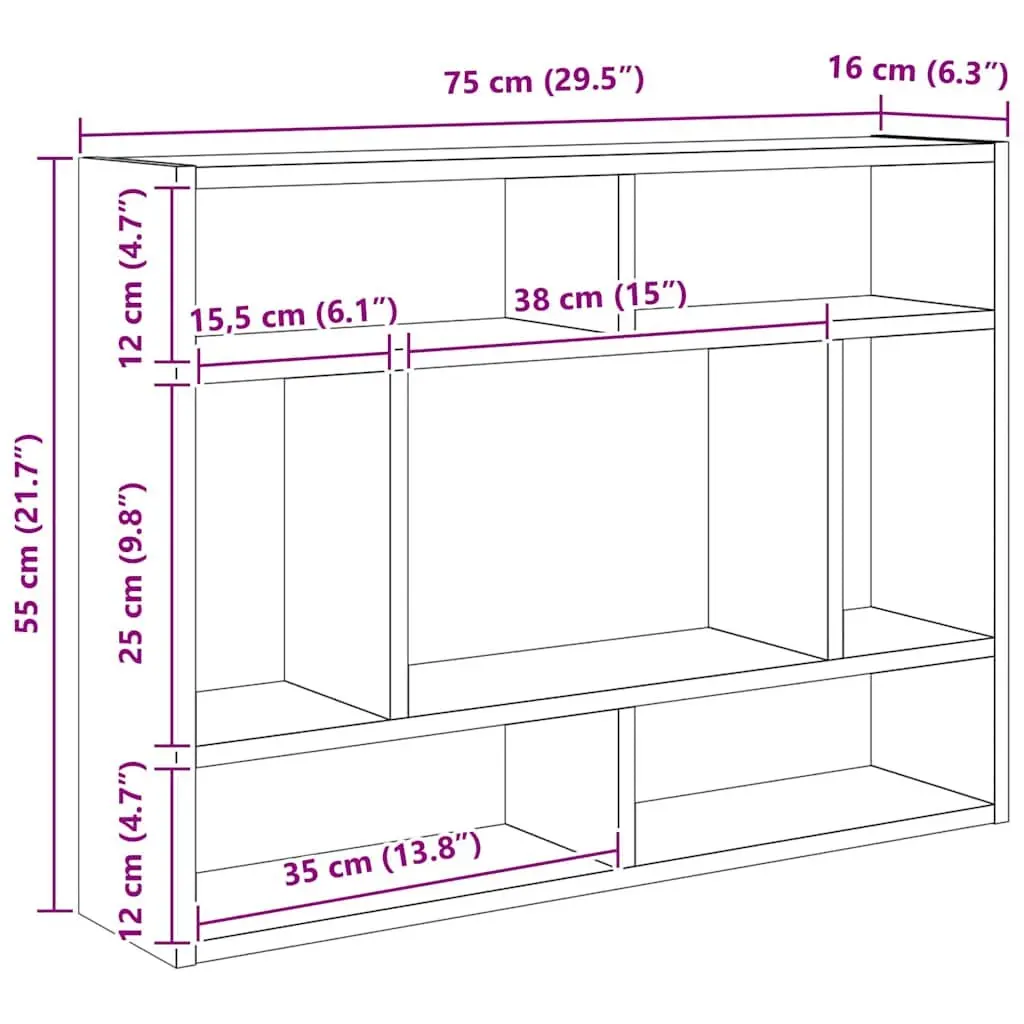 Wall Shelf Open Compartment Sonoma Oak 75x16x55cm Engineered Wood