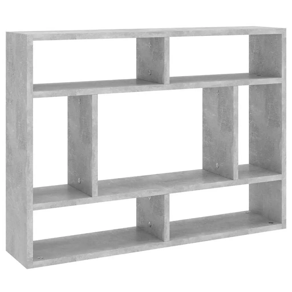 Wall Shelf Grey Open Compartment Storage Display Unit Engineered Wood 75 x 16 x 55 cm
