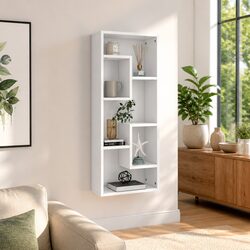 White Open Display Storage Cabinet Wall Shelf
