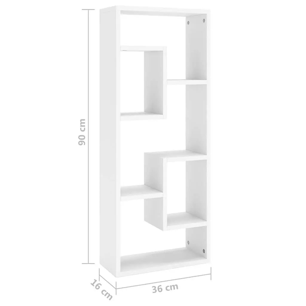 Wall Shelf White Open Display Storage Cabinet Engineered Wood 36 x 16 x 90 cm