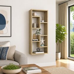 Open Compartment Wall Shelf in Brown Engineered Wood