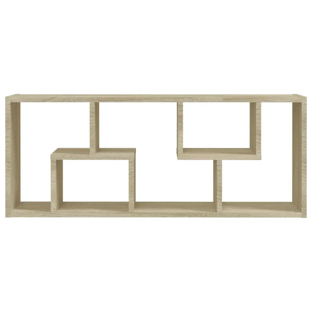 Wall Shelf Storage Display Unit Open Compartments Engineered Wood Brown