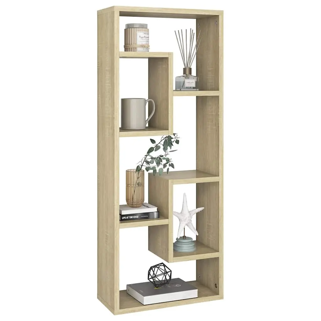 Wall Shelf Storage Display Unit Open Compartments Engineered Wood Brown