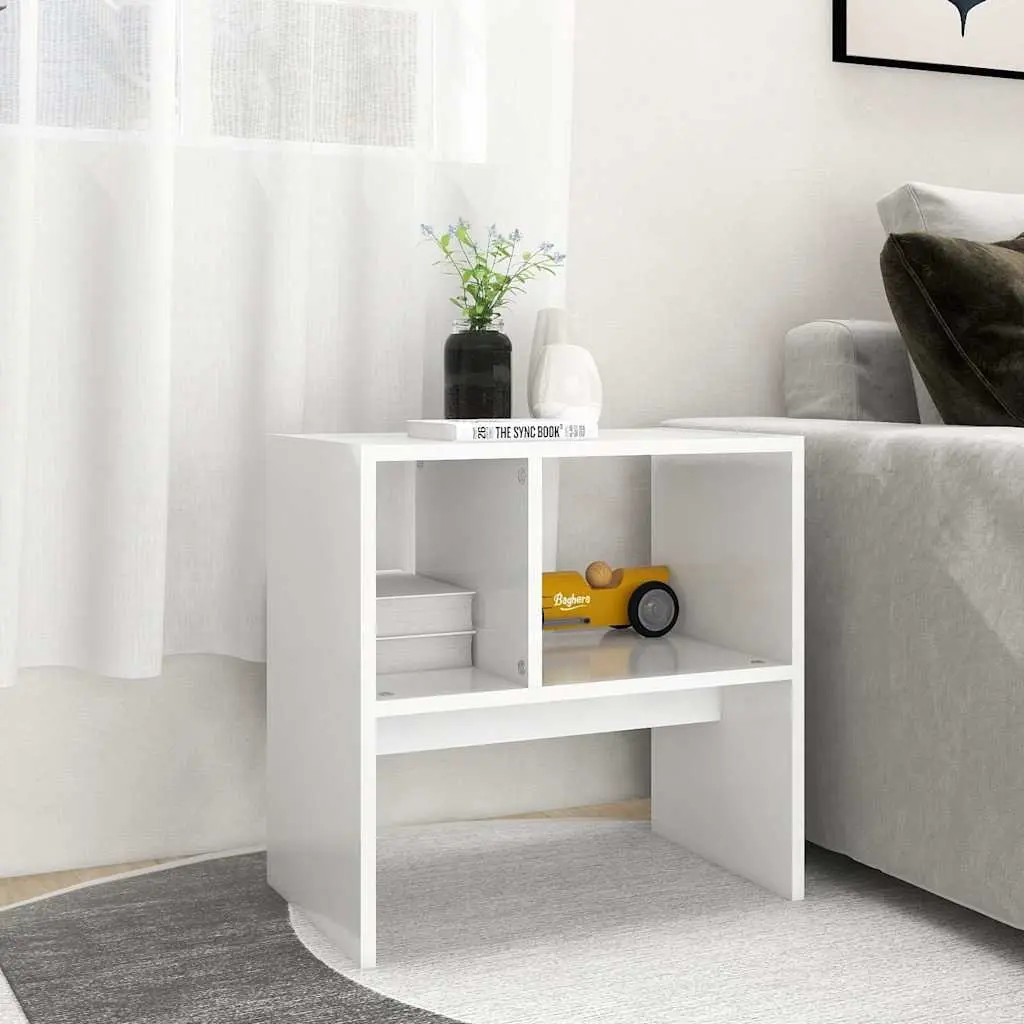 White Side Table Accent Storage Furniture 50x30x50 cm Engineered Wood