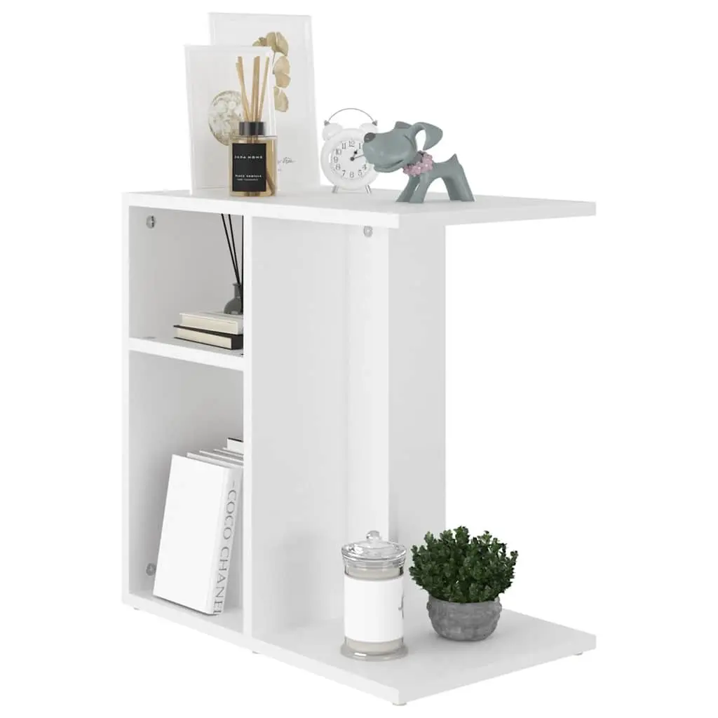 White Side Table Accent Storage Furniture 50x30x50 cm Engineered Wood
