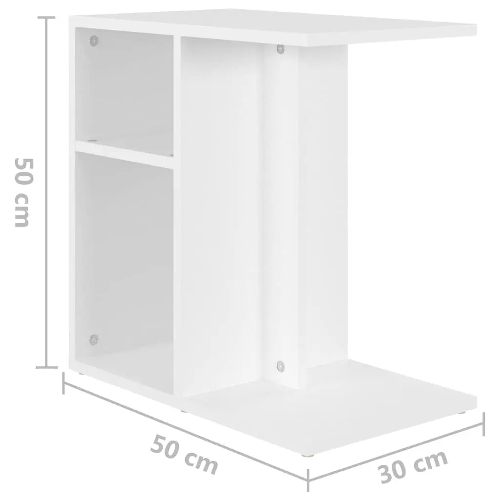 White Side Table Accent Storage Furniture 50x30x50 cm Engineered Wood