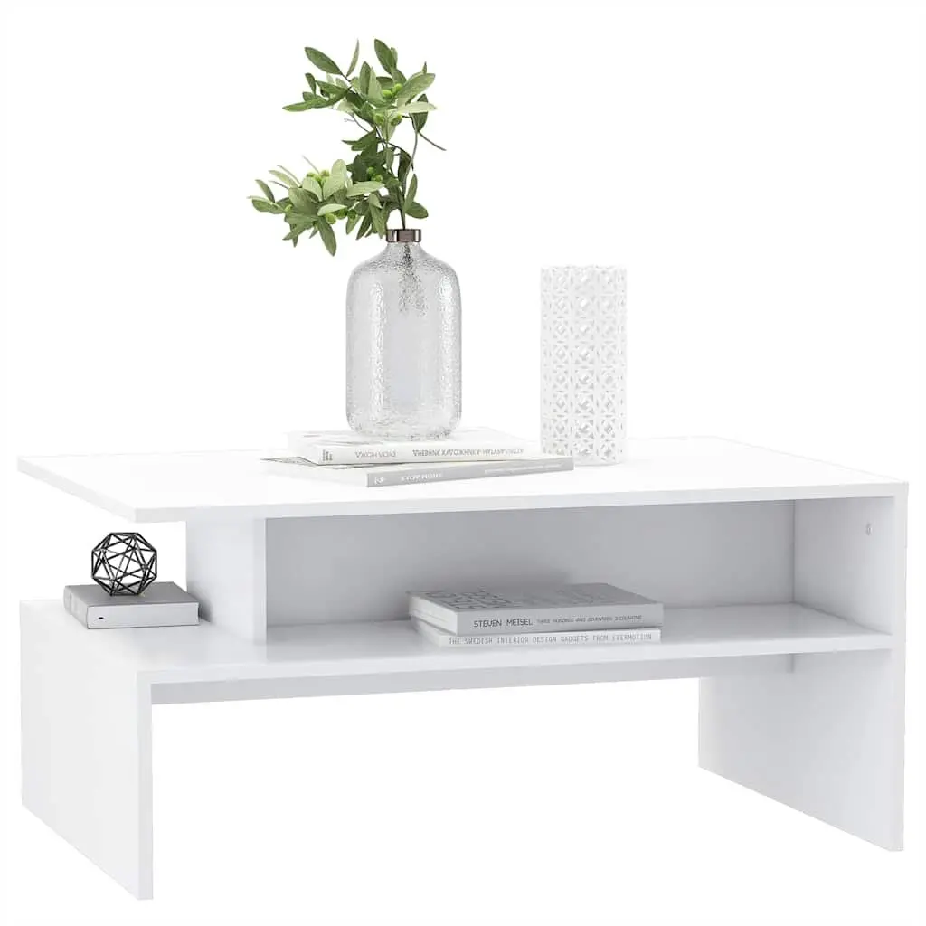 Coffee Table White Modern 90W x 60D x 42.5H cm Engineered Wood