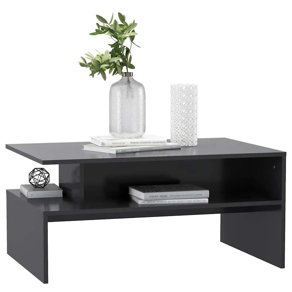Coffee Table Grey Storage Shelf Living Room Accent Furniture Modern Design 90x60