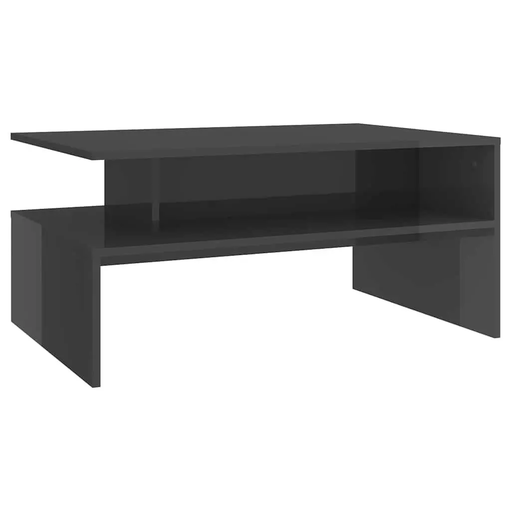 Coffee Table High Gloss Grey 90 x 60 x 42.5 cm Engineered Wood