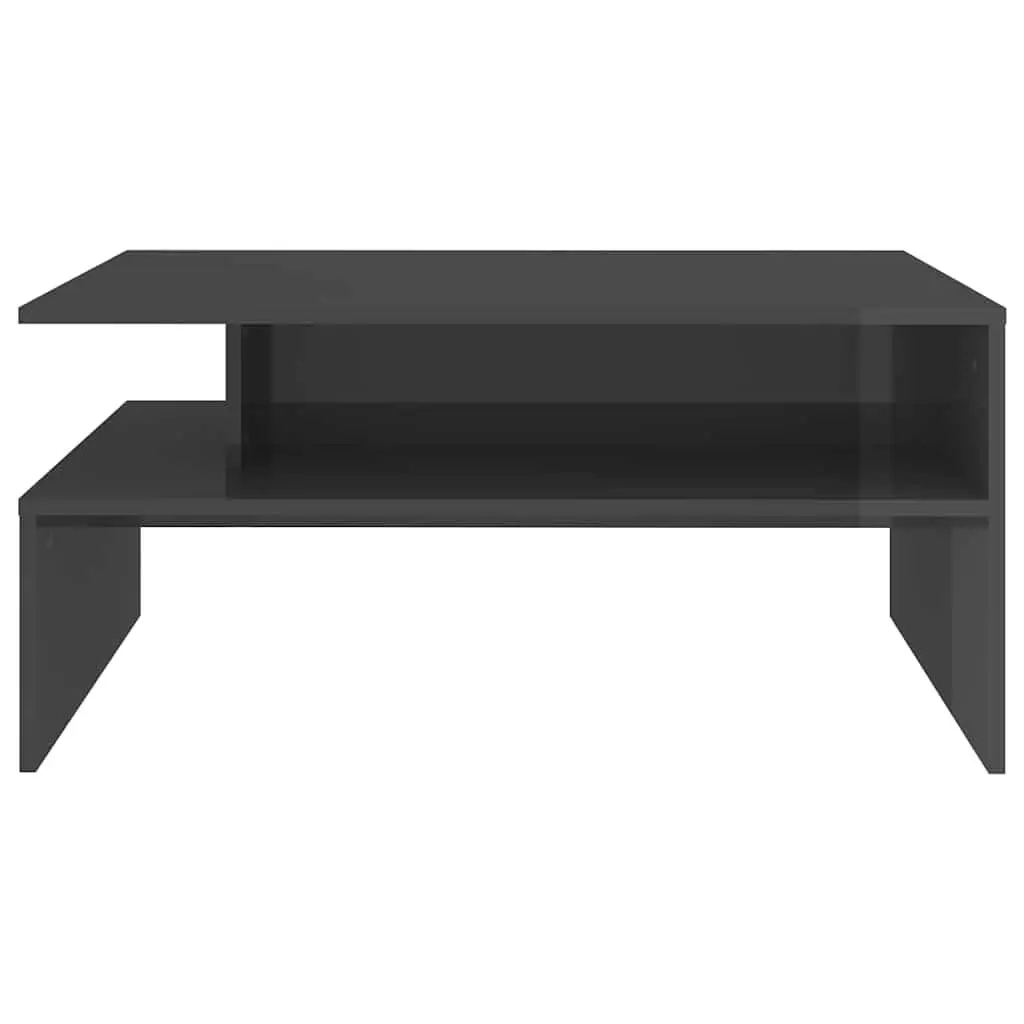 Coffee Table High Gloss Grey 90 x 60 x 42.5 cm Engineered Wood