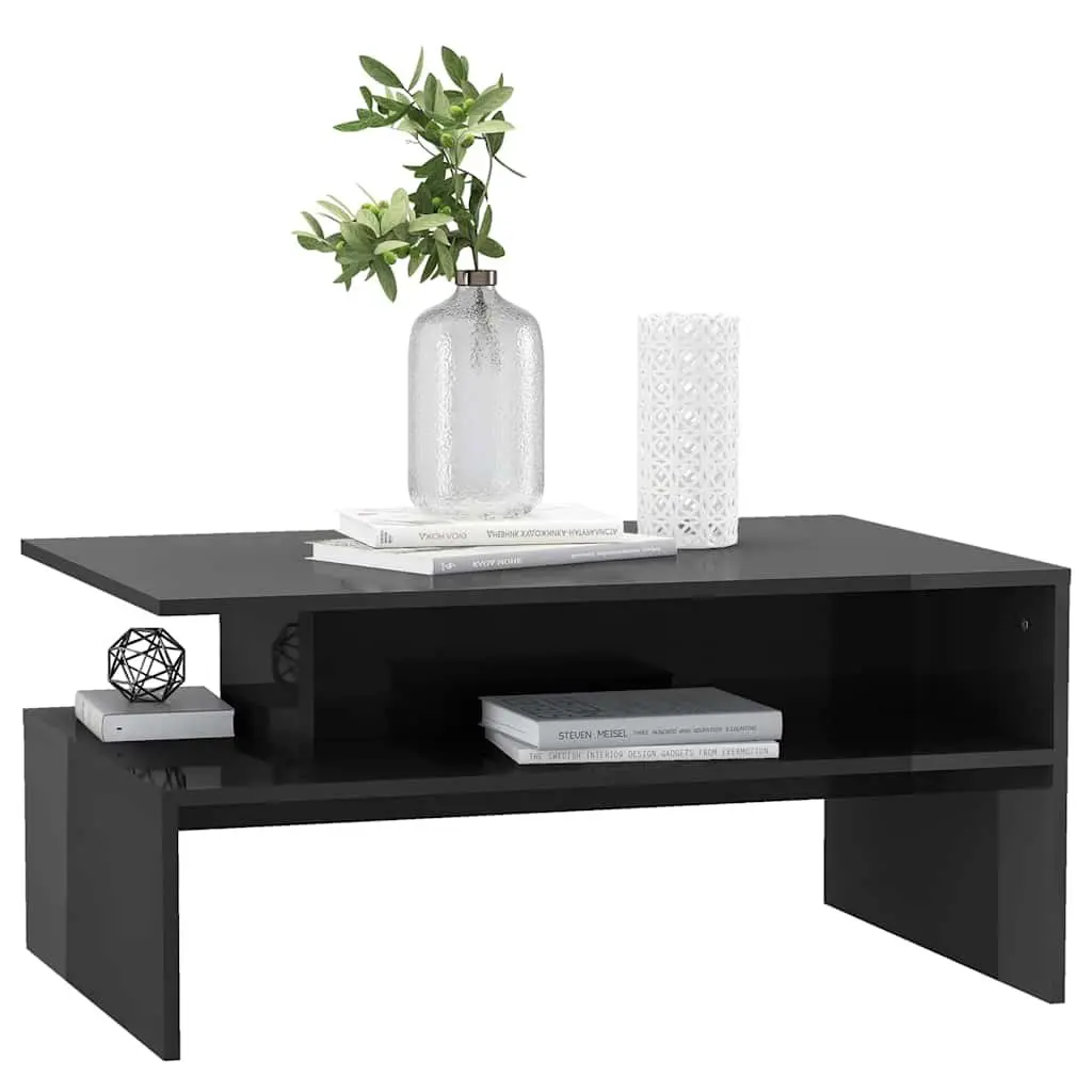 Coffee Table High Gloss Grey 90 x 60 x 42.5 cm Engineered Wood