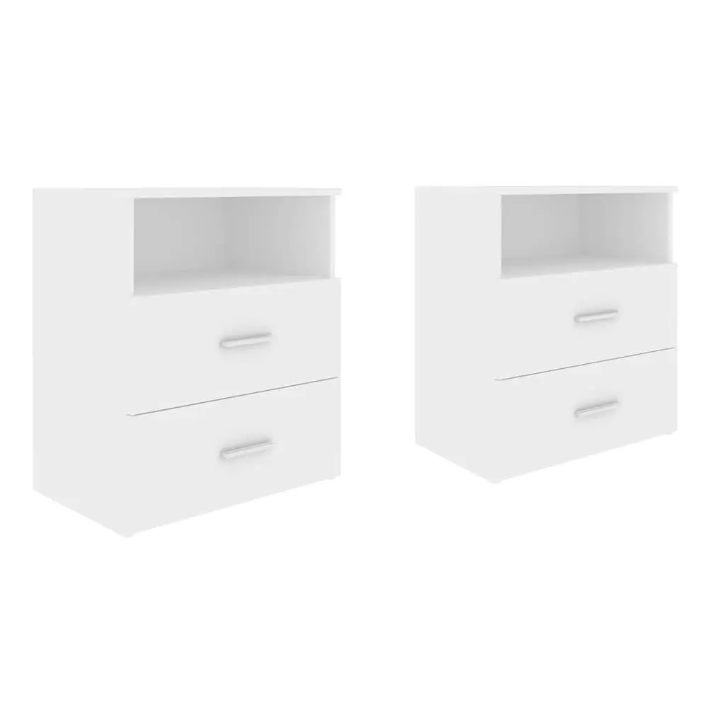 Bedside Tables 2 pcs White Bedroom Nightstand Cabinet Storage Drawers Shelf